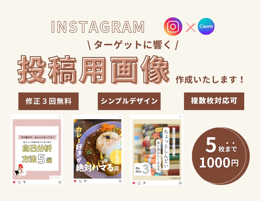 instagramのフィード投稿作成代行いたします 1枚から複数枚まで、丁寧に対応いたします。 イメージ1