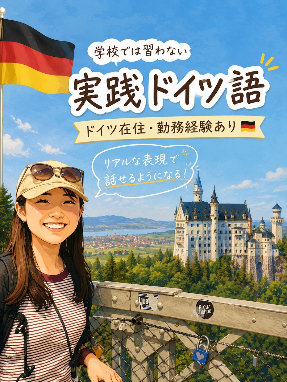 ドイツ在住・勤務経験！生きたドイツ語を教えます 教科書のドイツ語だけでは、実際の日常会話は乗り切れません。 イメージ1