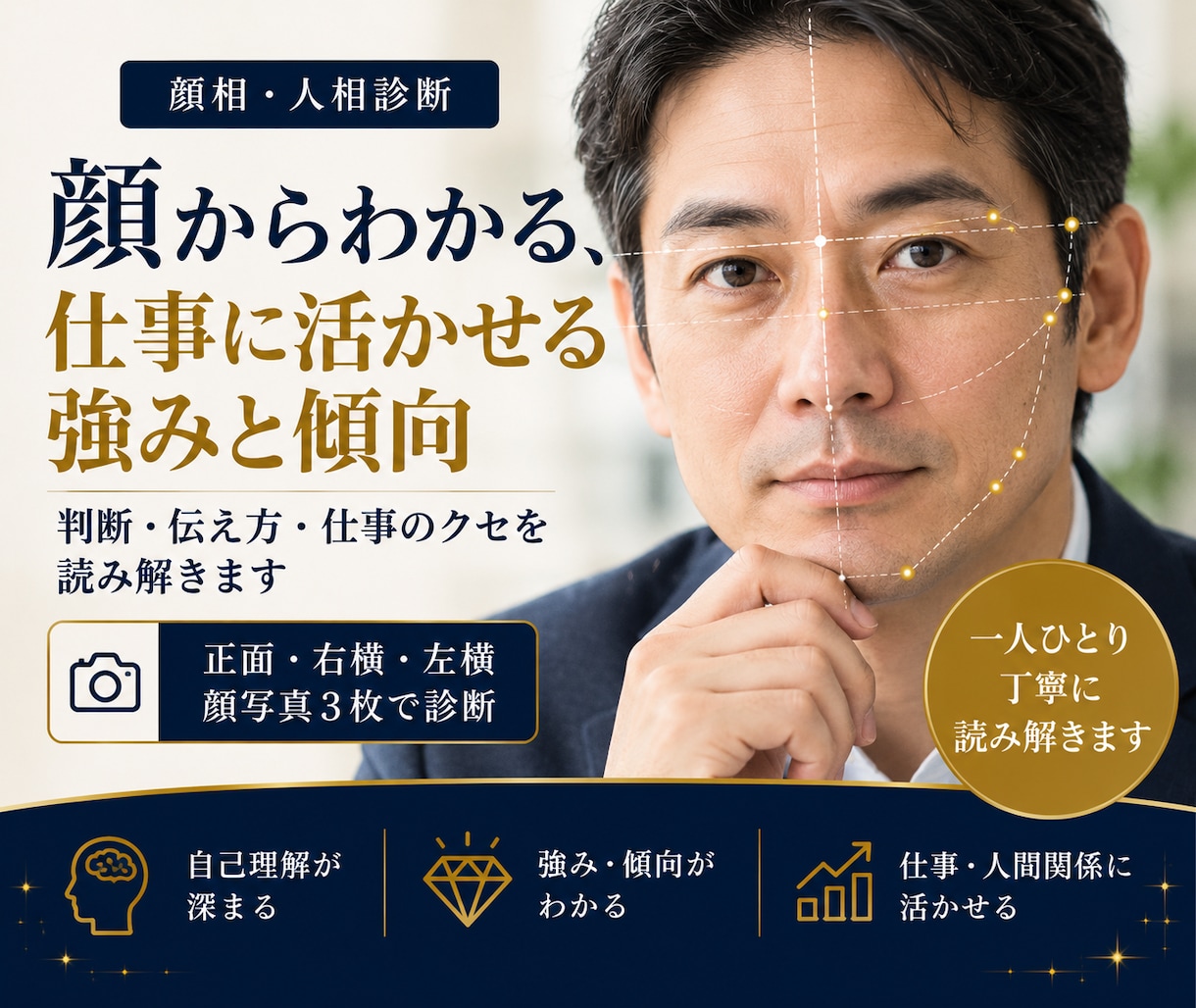 人相で仕事に活かせる強みと傾向を読み解きます 判断・伝え方・仕事のクセを知り、自己理解を深めます イメージ1