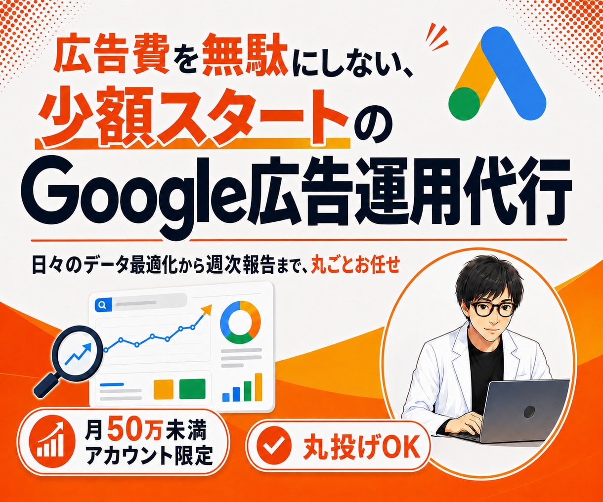 少額予算からGoogle広告で売上を伸ばします 月50万未満のアカウント限定！広告文・KW付きで丸投げOK イメージ1