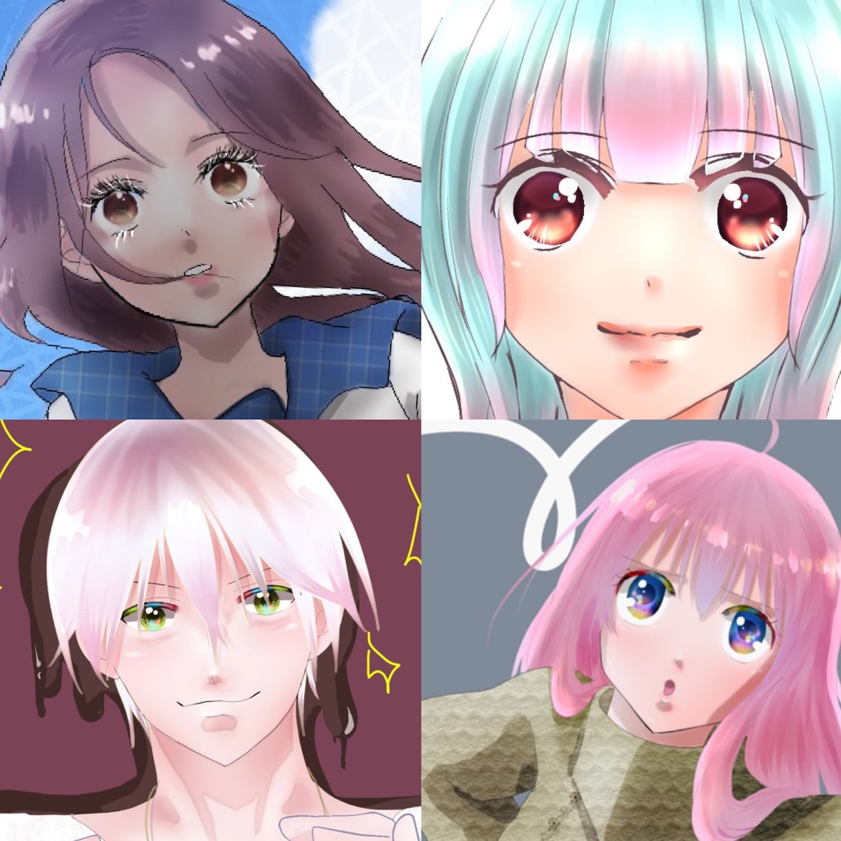 キュートなSNS用アイコン描きます パキッとしたアニメ塗りorキラキラしたくすみカラー塗り！ イメージ2