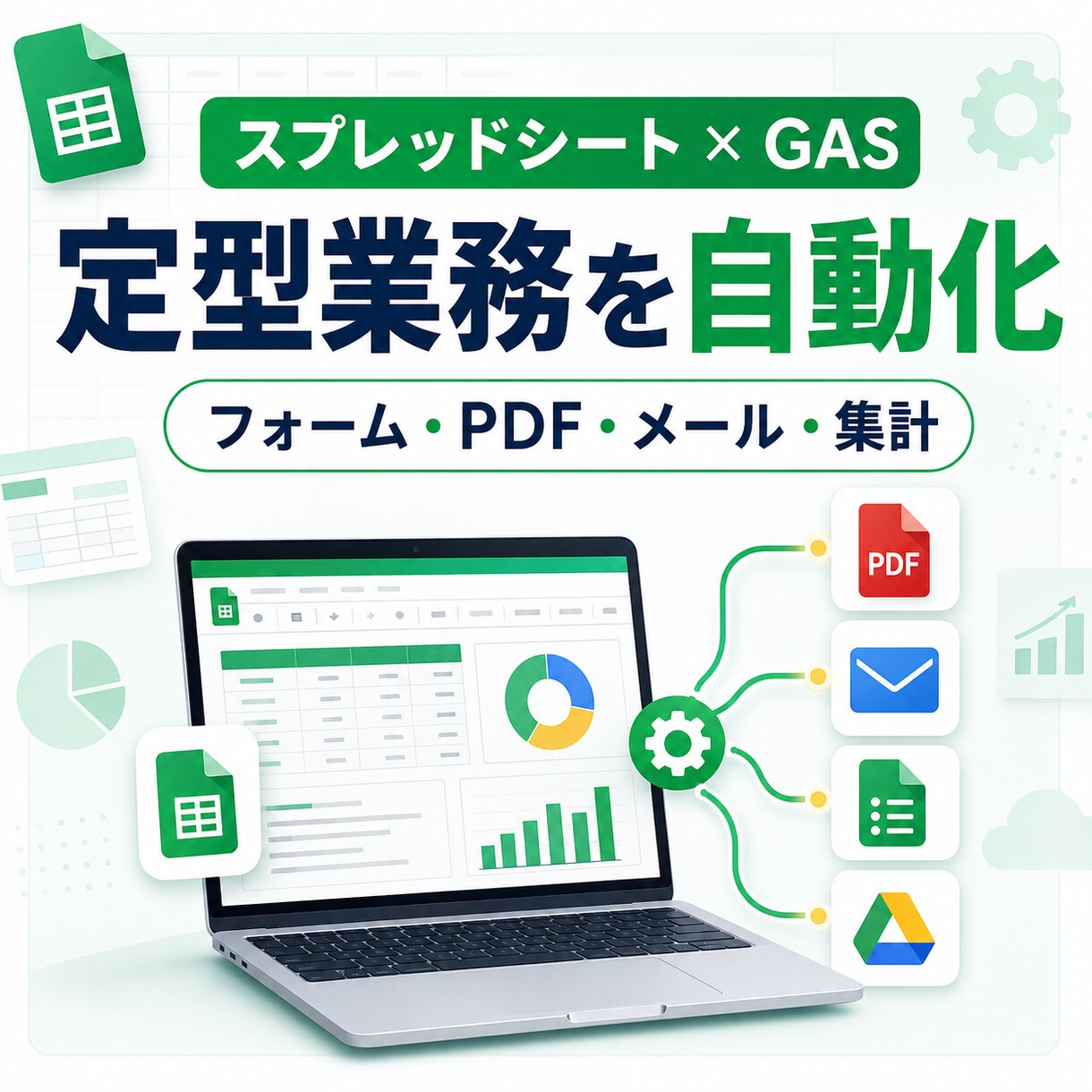 スプレッドシートとGASで定型業務を自動化します フォーム入力からPDF・通知・集計まで一括自動化 イメージ1