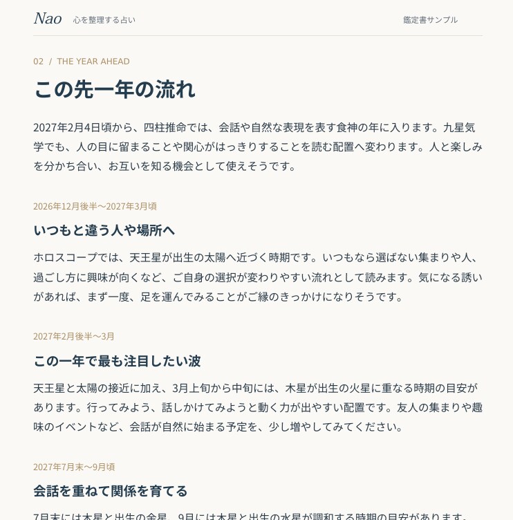 ホロスコープ×四柱推命×九星気学で丁寧に鑑定します 恋愛・仕事・人生の悩みを3つの占術で整理します イメージ6