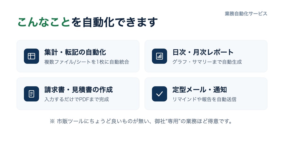 バラバラの売上を自動集計＋日次レポート化しますます 毎月2時間の集計をボタン1つに｜動くデモあり イメージ3