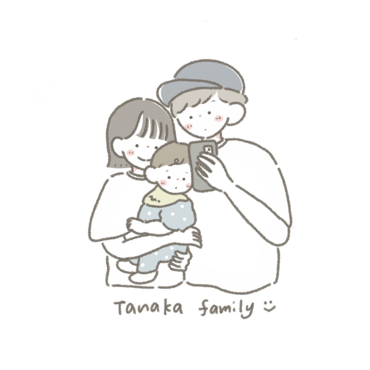 家族や子供のイラスト描きます お気に入りの写真をゆるめのタッチでイラストにしますꪔ̤̮ イメージ1
