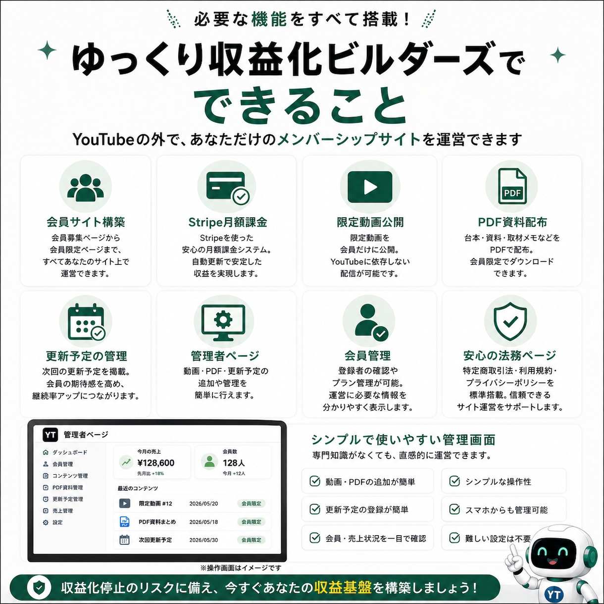 YouTubeの外部メンバーシップを立ち上げます 収益化停止も怖くない！YouTubeに頼らない収益を作成。 イメージ3