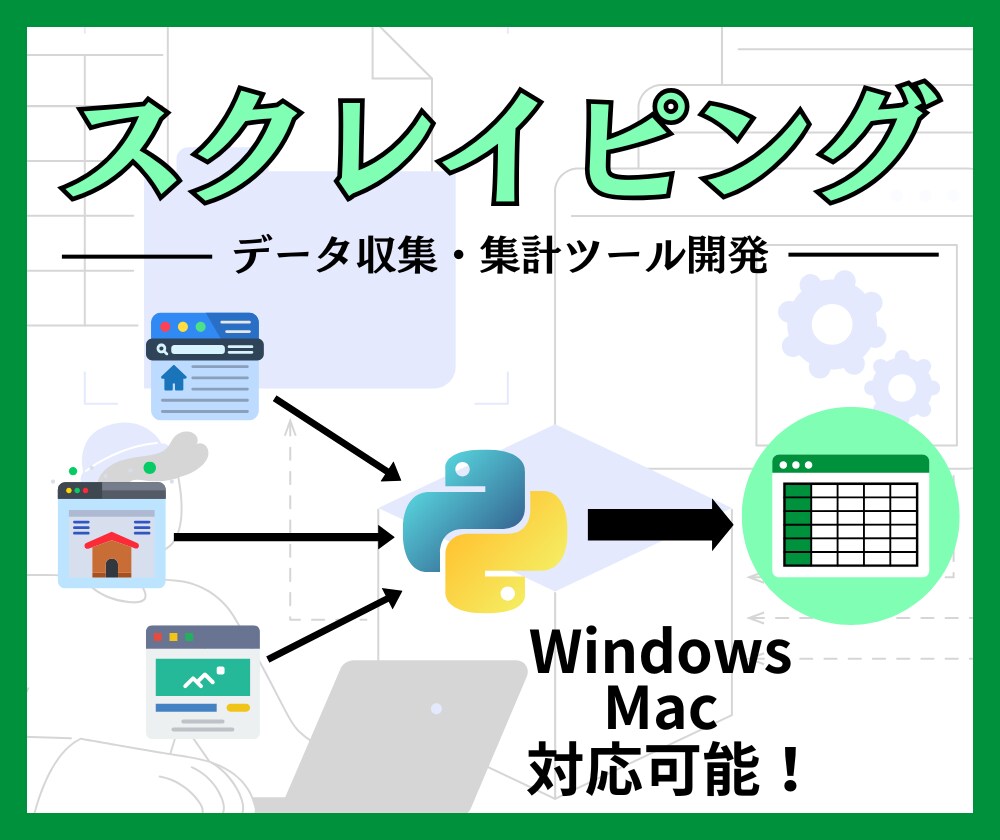 Web上のデータをスクレイピングします スクレイピングでデータ収集・集計自動化ツールを作成します！ イメージ1