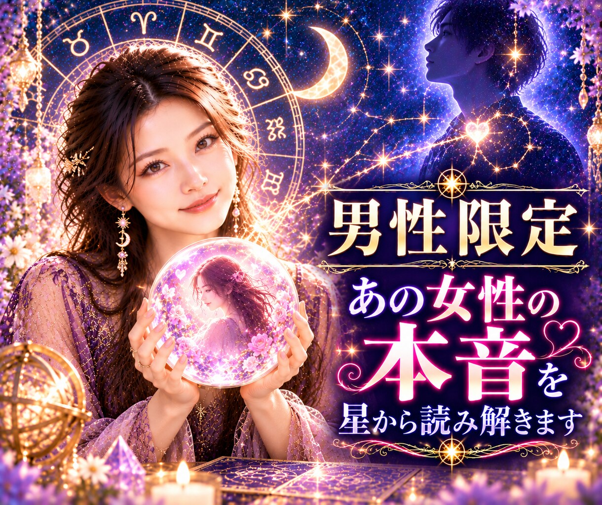男性限定｜彼女の恋愛心理を星から読み解きます 女性目線×西洋占星術で距離の縮め方を一緒に探します イメージ1