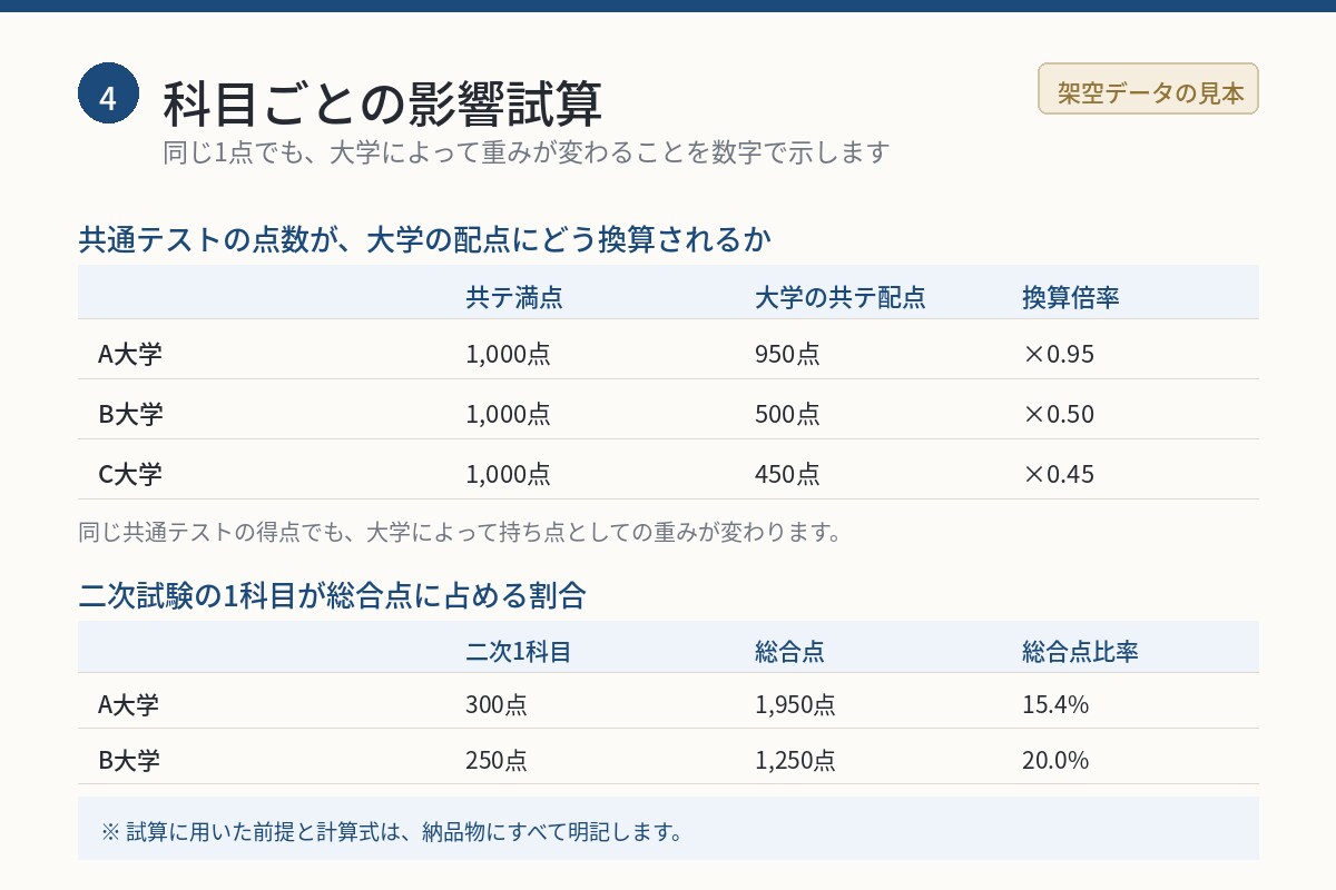 その志望校、得意科目は何点分か整理します 娘のために作った配点比較表、あなたのお子さんにも作ります イメージ6