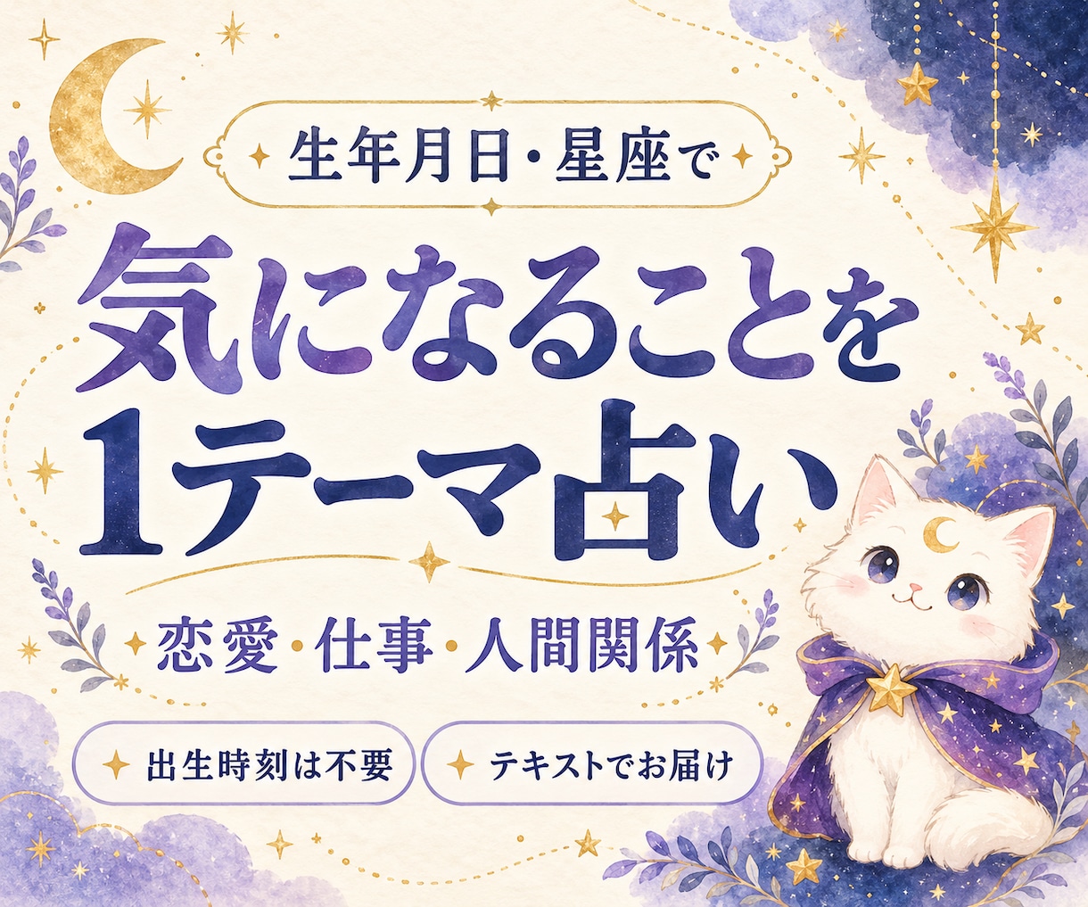 生年月日と星座で気になる1テーマを占います 恋愛・仕事・人間関係、今気になることをひとつ イメージ1