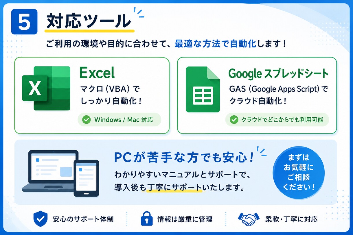 Excel/VBAで繰り返し作業を自動化します 初めての方も安心、動作確認まで丁寧に対応します イメージ6