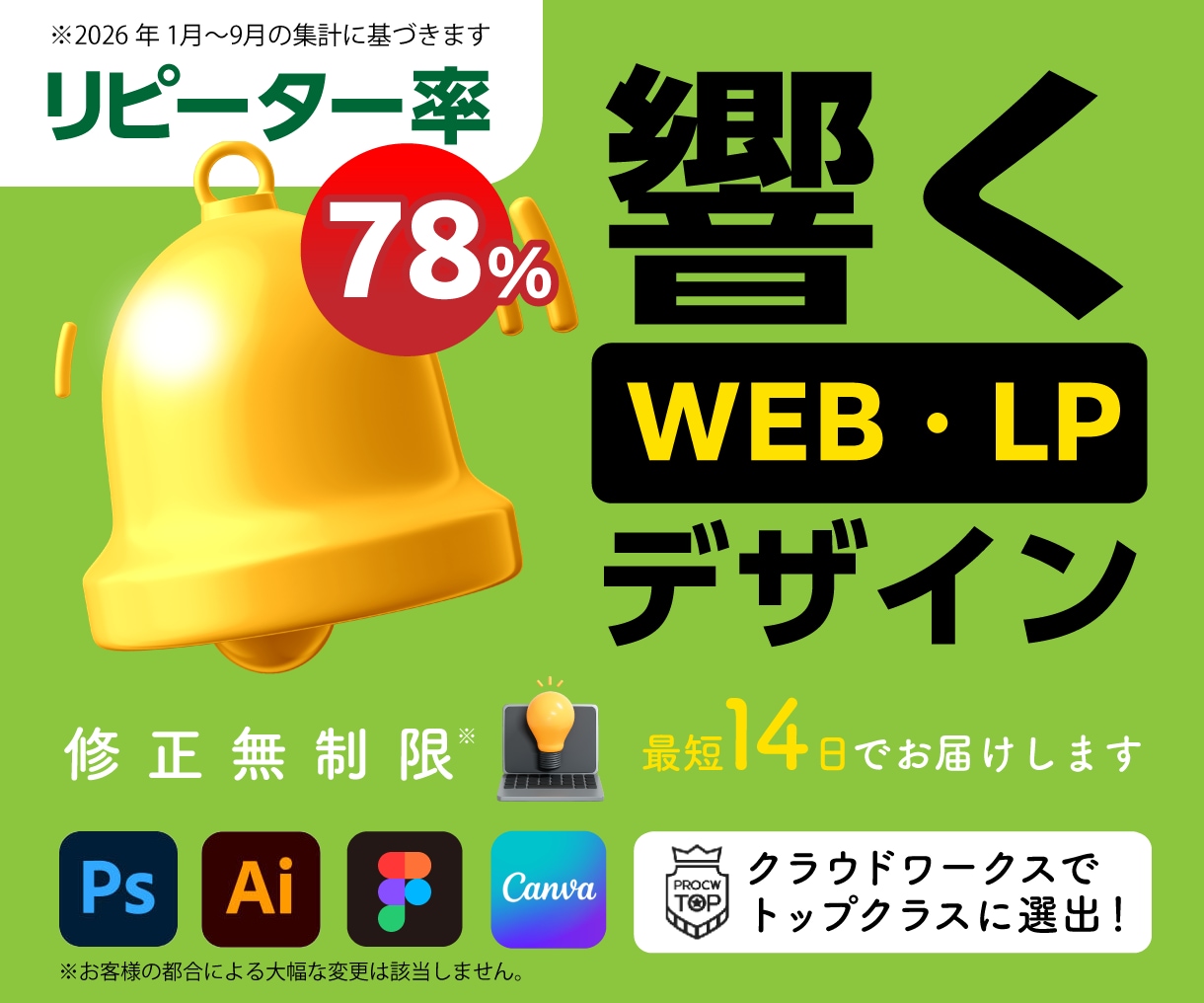 響く！WEBデザインを最短2週間でお届けします リーピーター率78%※デザインなら3toneにお任せ！ イメージ1