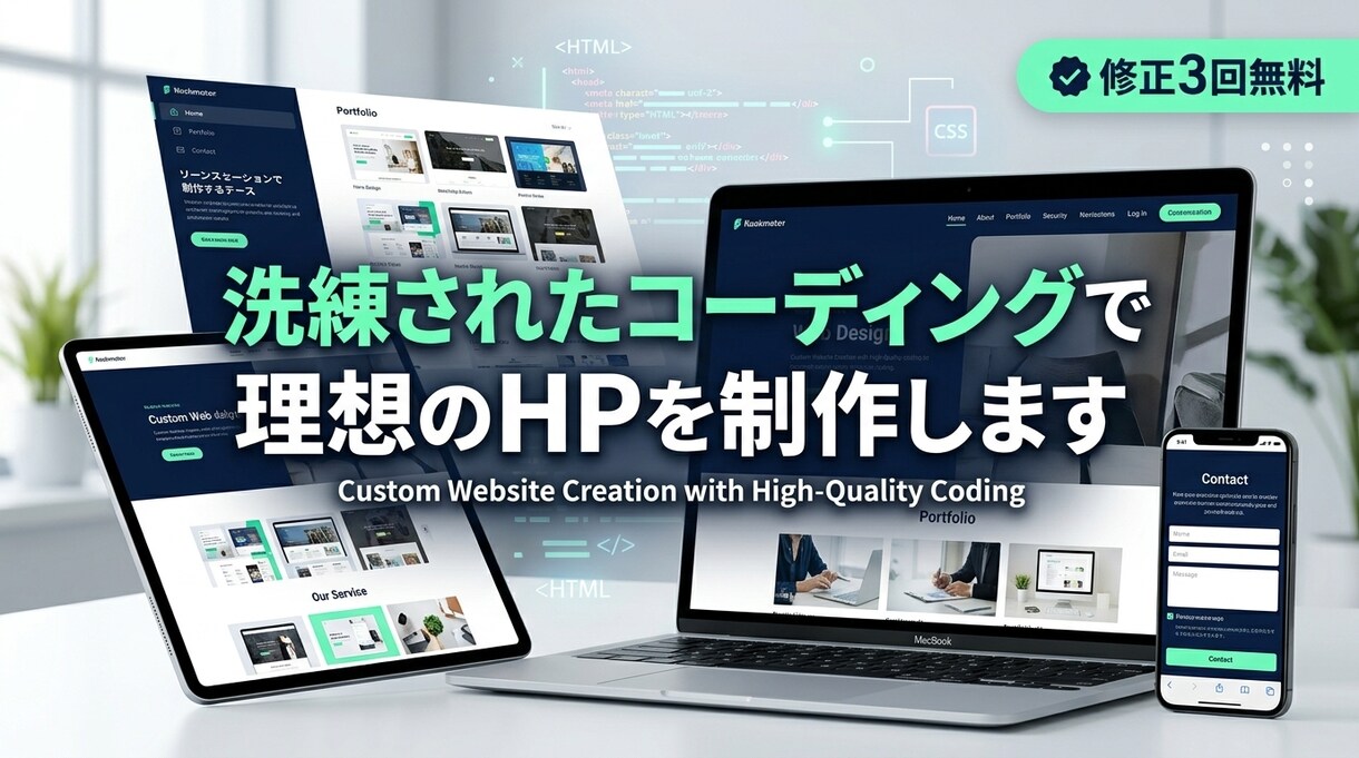 高品質なコーディングで制作洗練されたHPを作ります 初めてでも安心！仮サイトで確認後の購入OK、納品後もサポート イメージ2