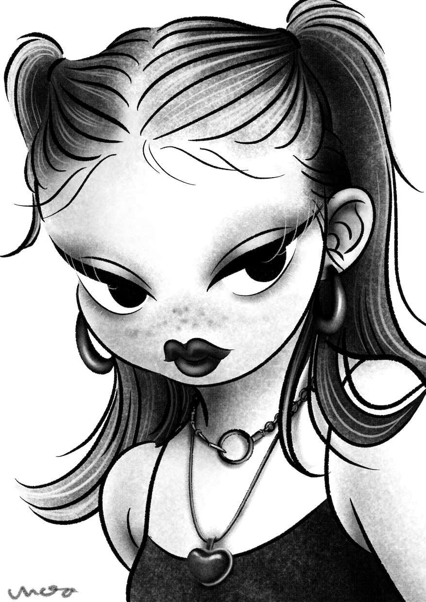 キュートでダークな白黒イラスト描きます 他にはない作風で目を引くイラストを制作します イメージ1