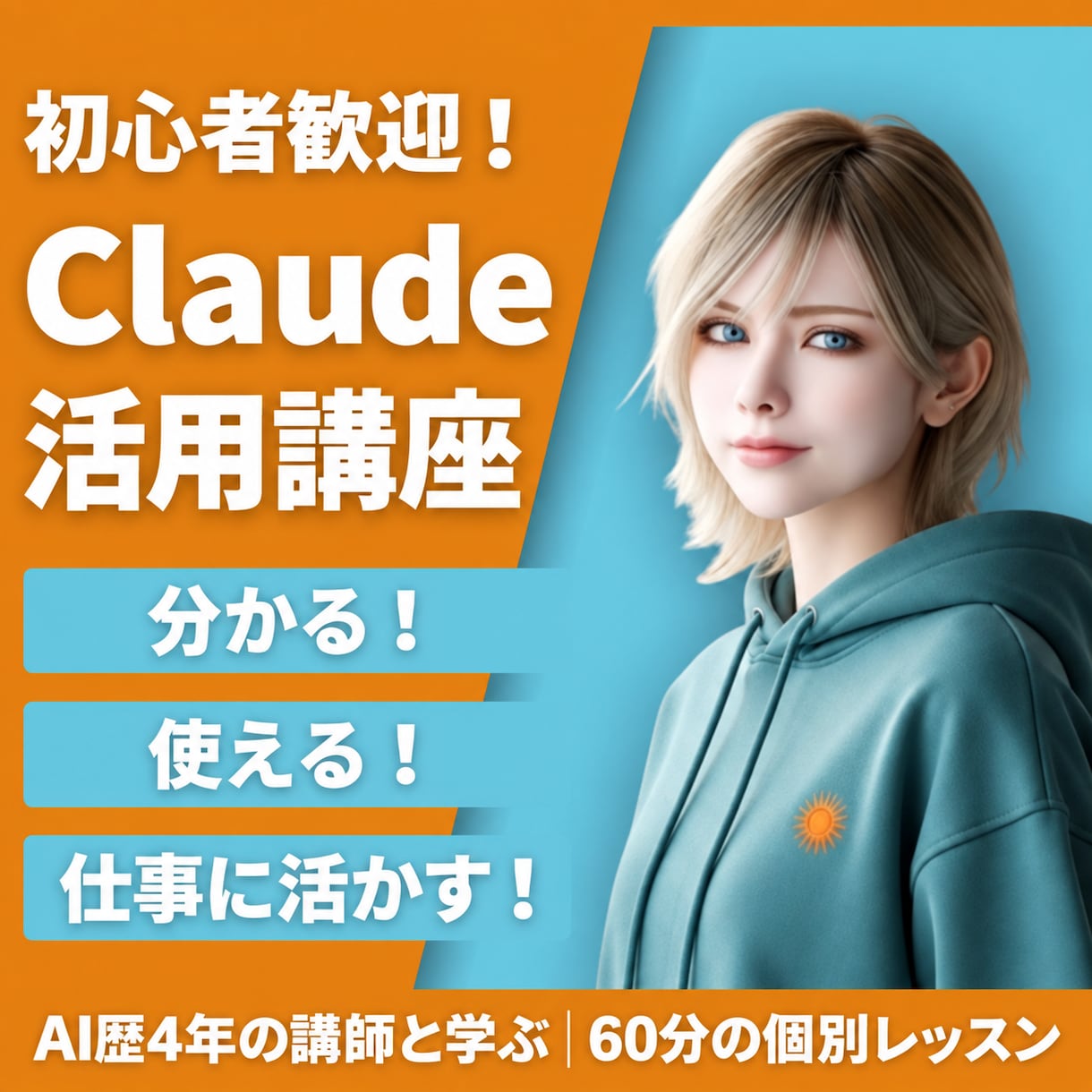 初心者向けClaudeの仕事活用を個別に教えます 文章・資料作成を60分で実践｜AI歴4年の講師が伴走 イメージ1