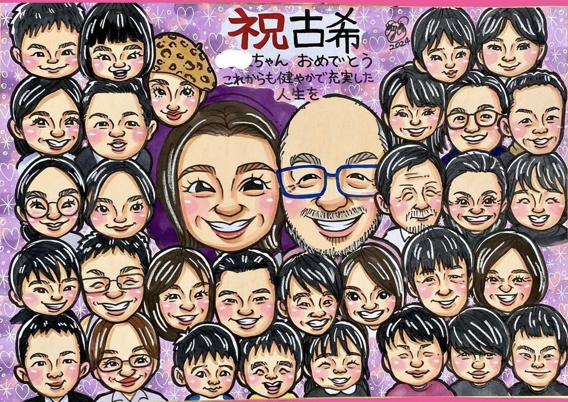 キラキラ背景の可愛い似顔絵描きます カラフルでぱっと目を引く似顔絵です！ イメージ3