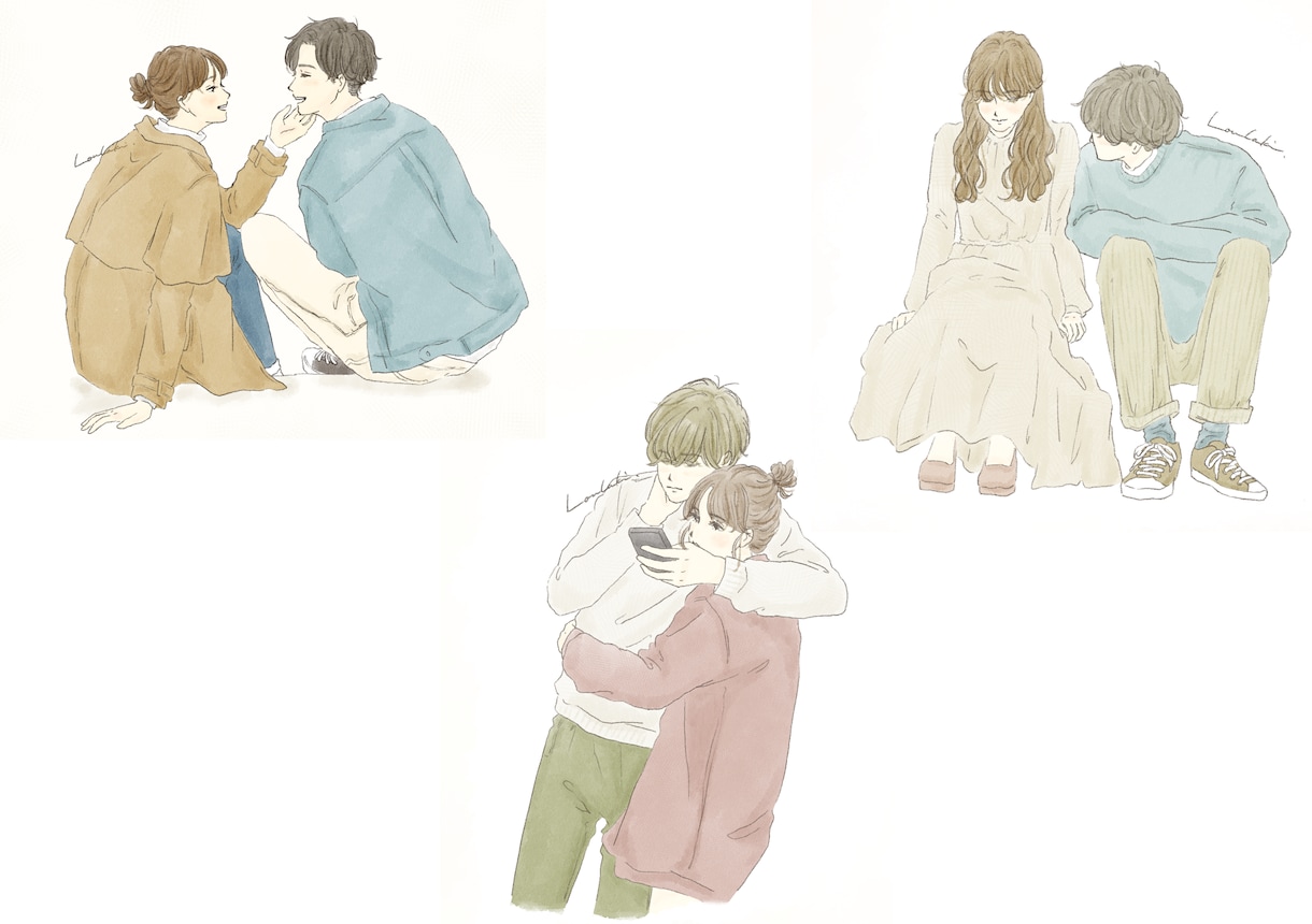 カップルイラスト描きます 日常風のものから、記念のシンプルなカップルの絵まで描きます。 イメージ2