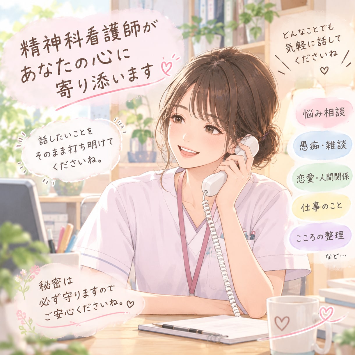 精神科看護師があなたの心の悩みを傾聴します あなたの心のモヤモヤを少しでもスッキリさせませんか？ イメージ1