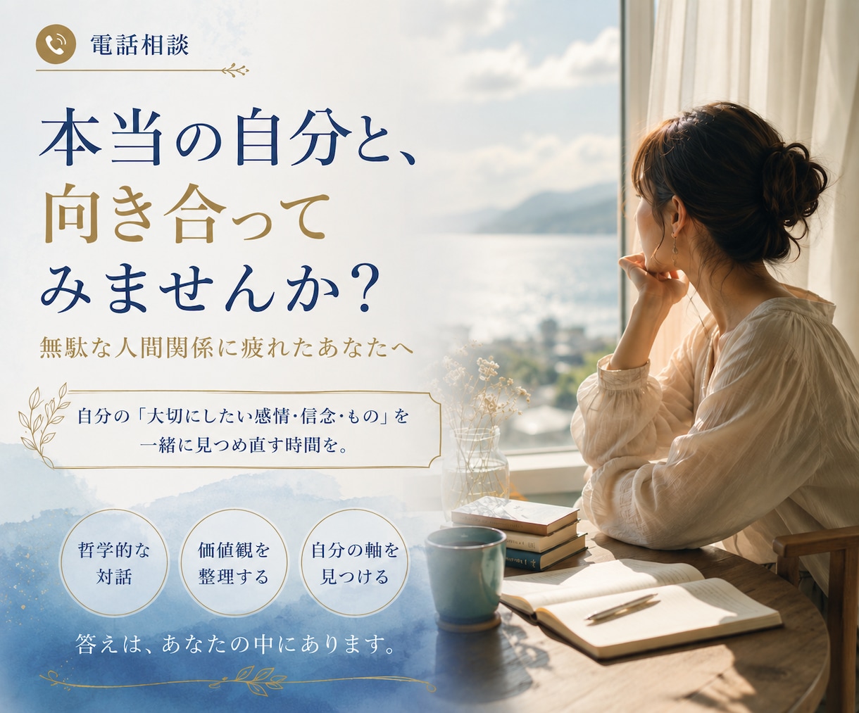 自分の生き方をじっくり考え直せます 人間関係に疲れた心を整え、自分の軸を見つめます イメージ1