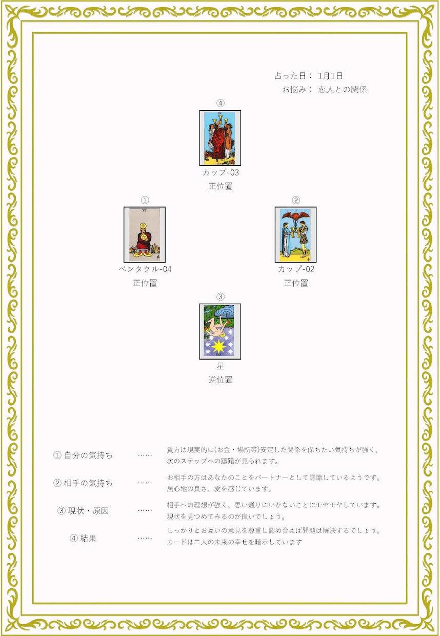 あなたのこれからの運勢をタロット占いで鑑定します 気になる今後の運勢の鑑定書おつくりします☆彡 イメージ3
