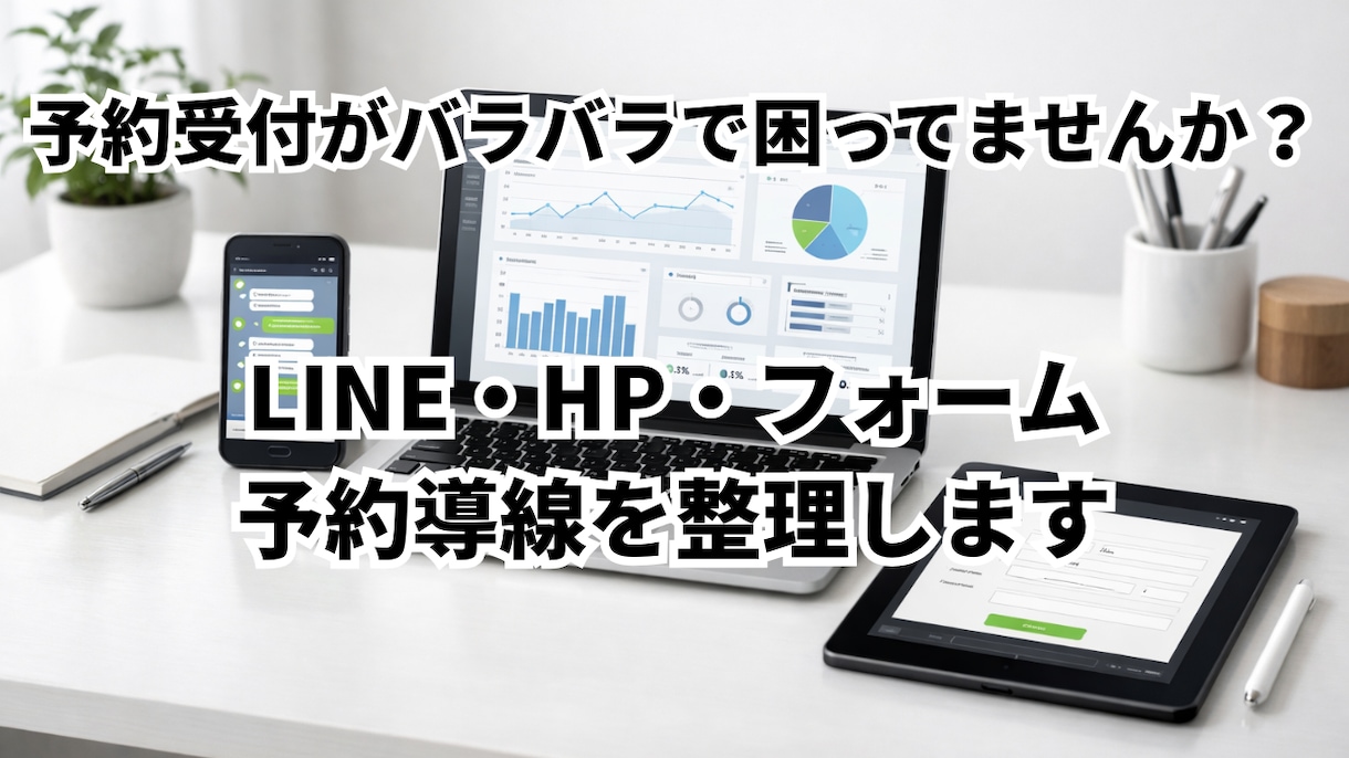 小規模店舗向け｜予約導線・受付の流れを整えますます LINE・フォーム・HPの予約導線を整理し受付を改善します イメージ1