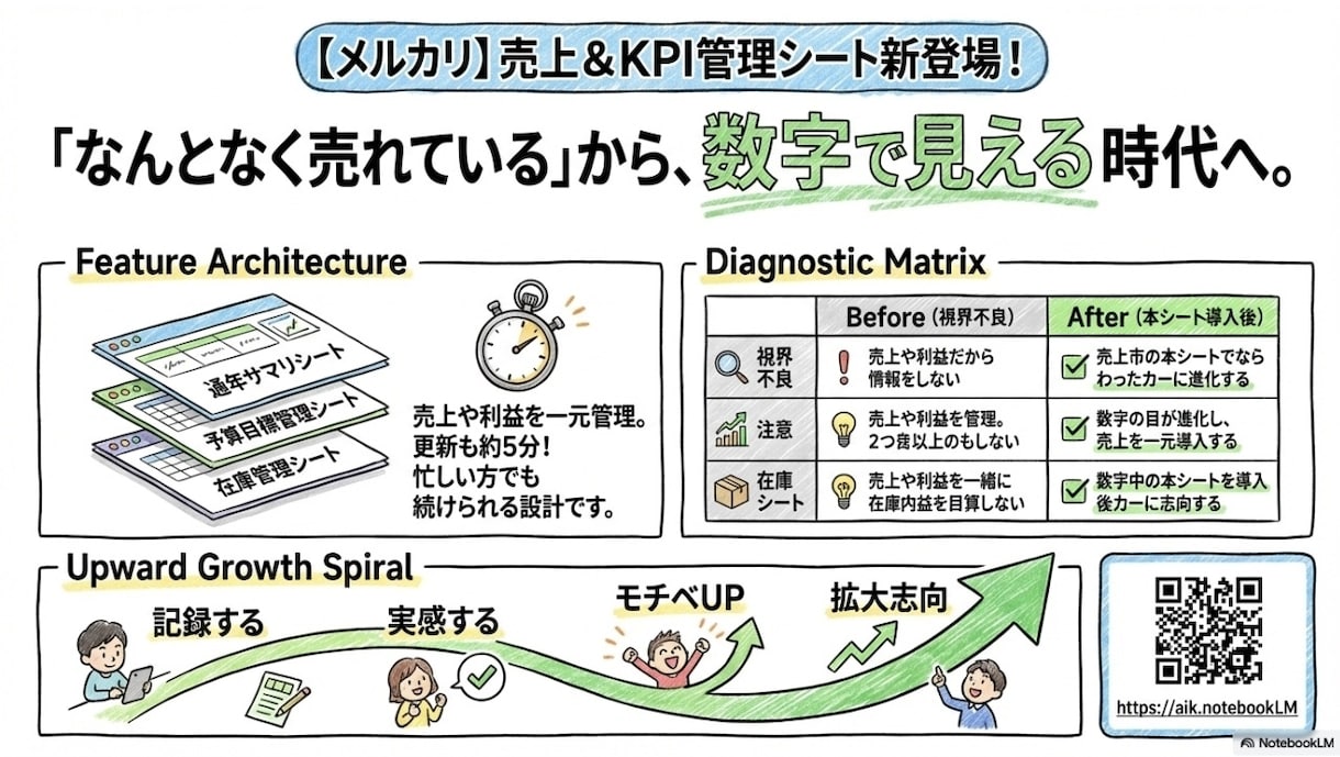 メルカリ個人）売上＆KPI管理シートを提供します 「なんとなく売れている」から 「数字で伸ばせる」へ。 イメージ6