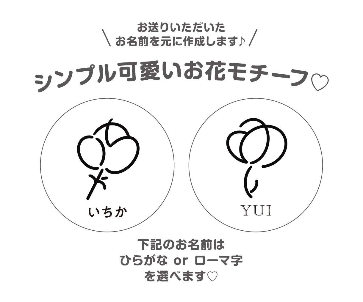 お名前で♡花モチーフのアイコンキーホルダー作ります ★安心の送料込価格★完全オリジナル★嬉しい両面デザイン♪ イメージ4
