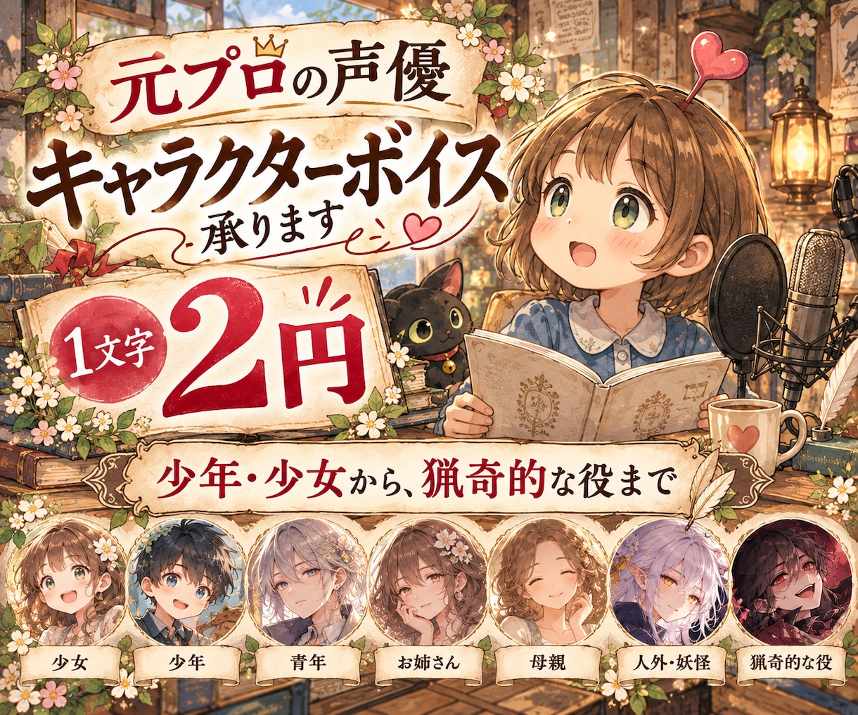 元プロ声優がキャラクターボイス承ります 少女・少年から猟奇的な役まで、プロの演技で命を吹き込みます イメージ1