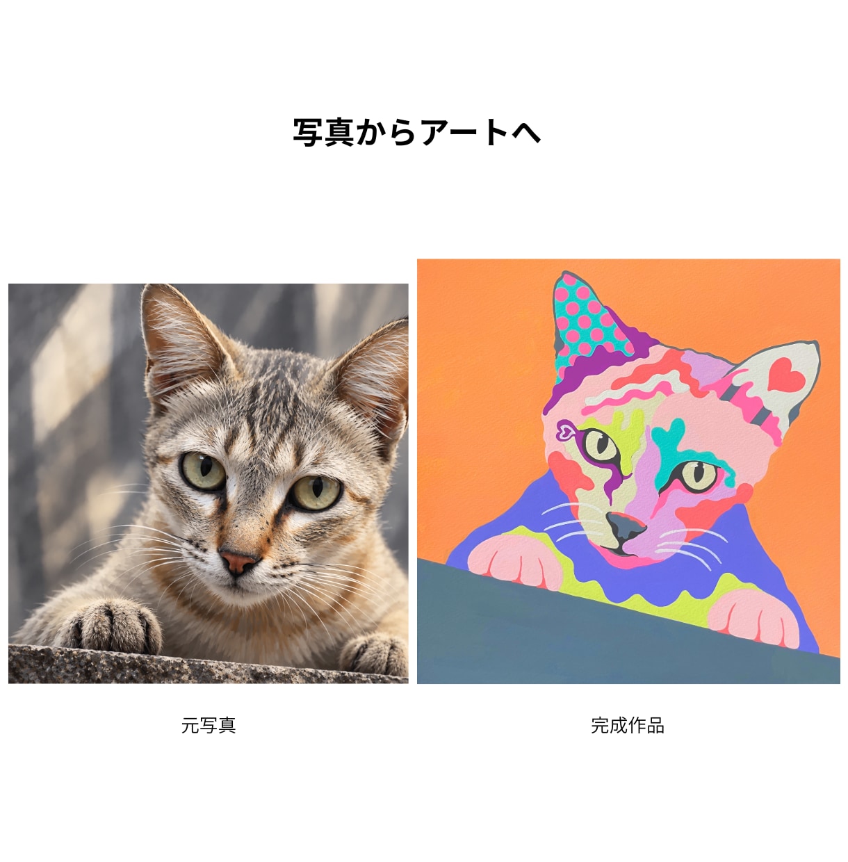 大切なペットを個性的なポップアートに描きます 写真から生まれる、世界にひとつのカラフルアート イメージ5