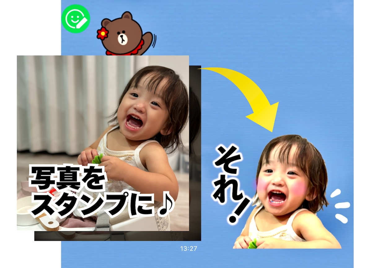 写真を加工してLINEスタンプをつくります お気に入りの写真、好きな言葉を可愛いlineスタンプに♪♪ イメージ2