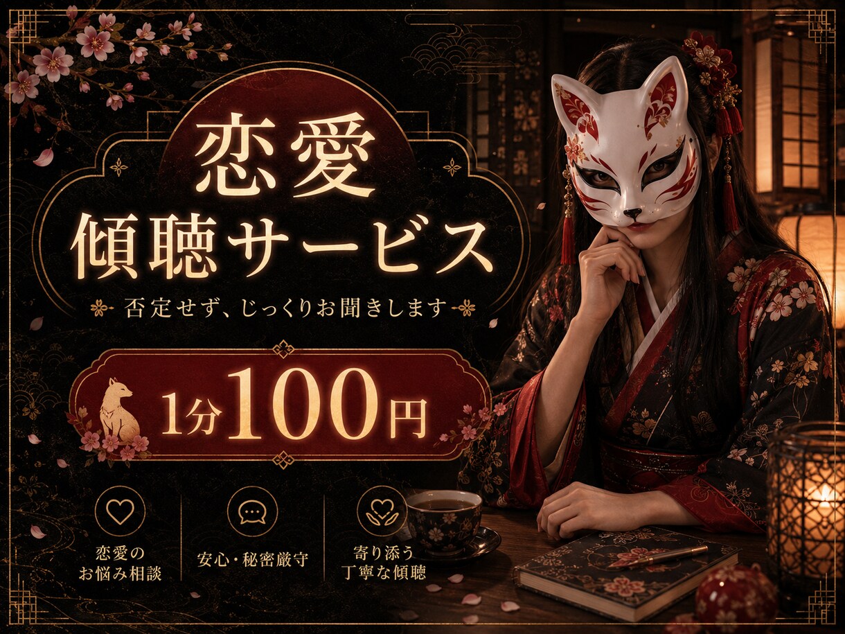 誰にも言えない恋、否定せずじっくりお聞きします 不倫・秘密の恋・複雑な関係もOK｜結論を急がず、話を聞きます イメージ1