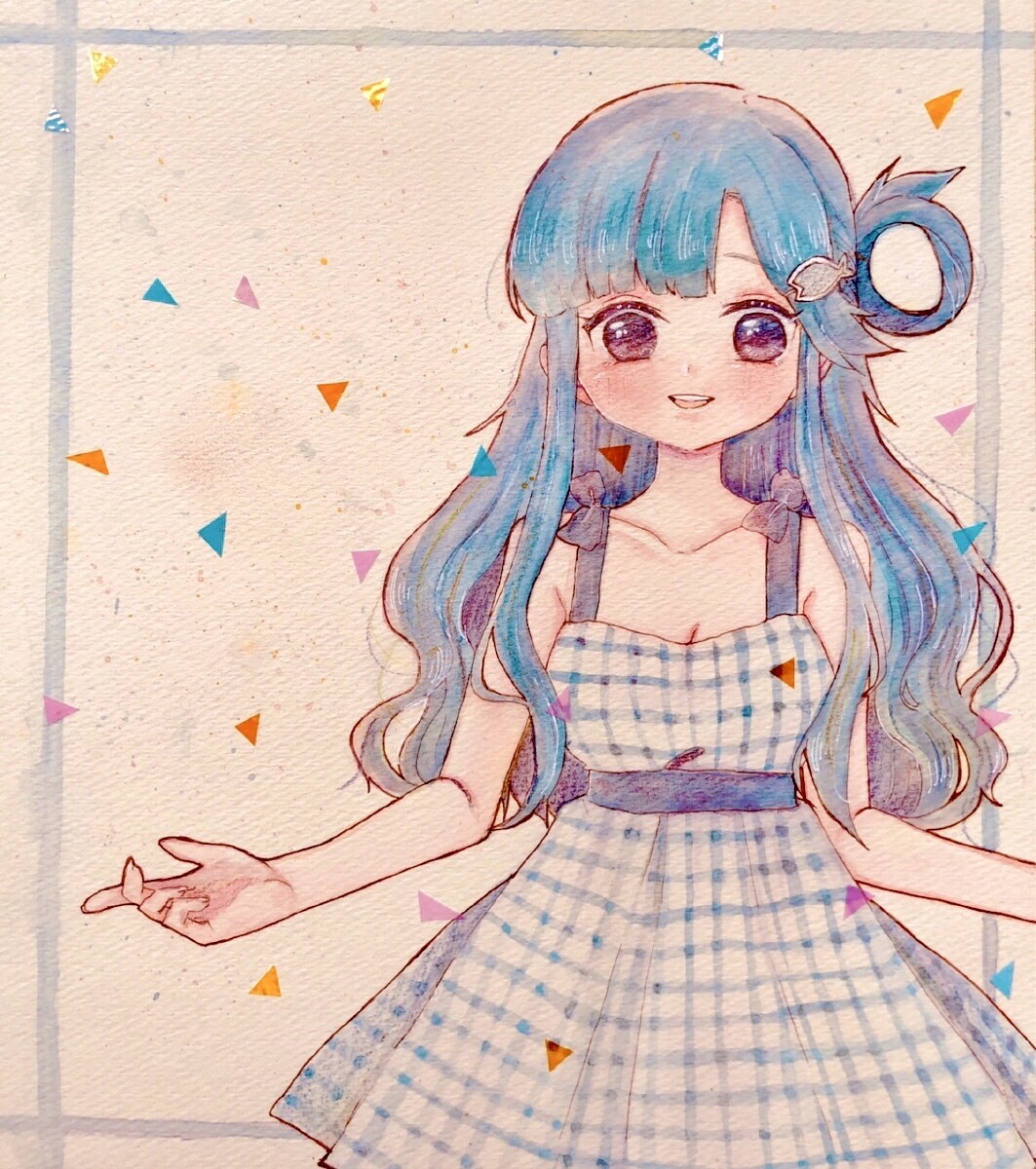 女の子キャラのイラストを色紙に描きます 手描きになるので世界で一枚だけです イメージ3