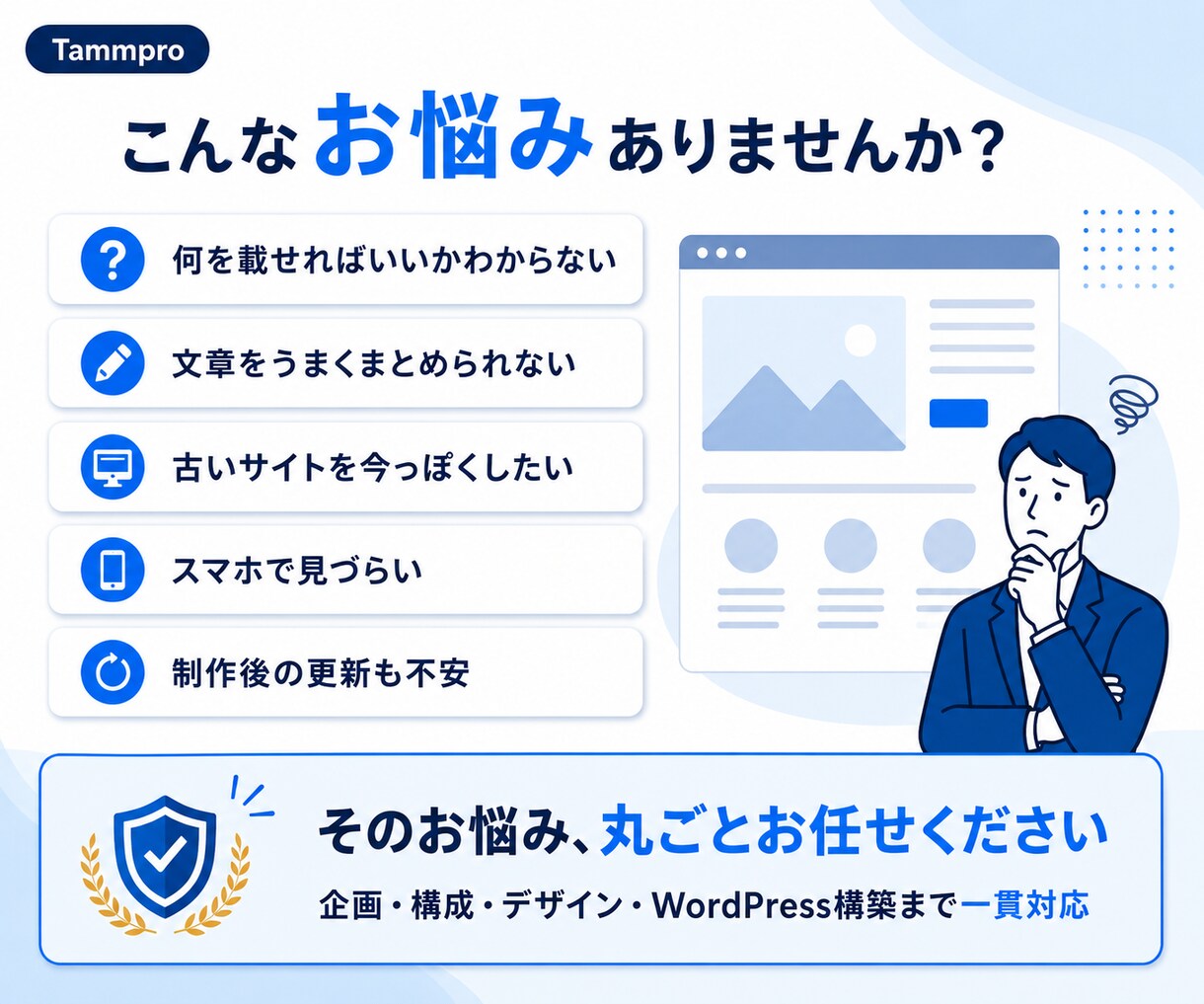 文章・構成から丸ごとHP制作します 中小企業・個人事業主向け 企画・文章整理から公開も丸ごと対応 イメージ2
