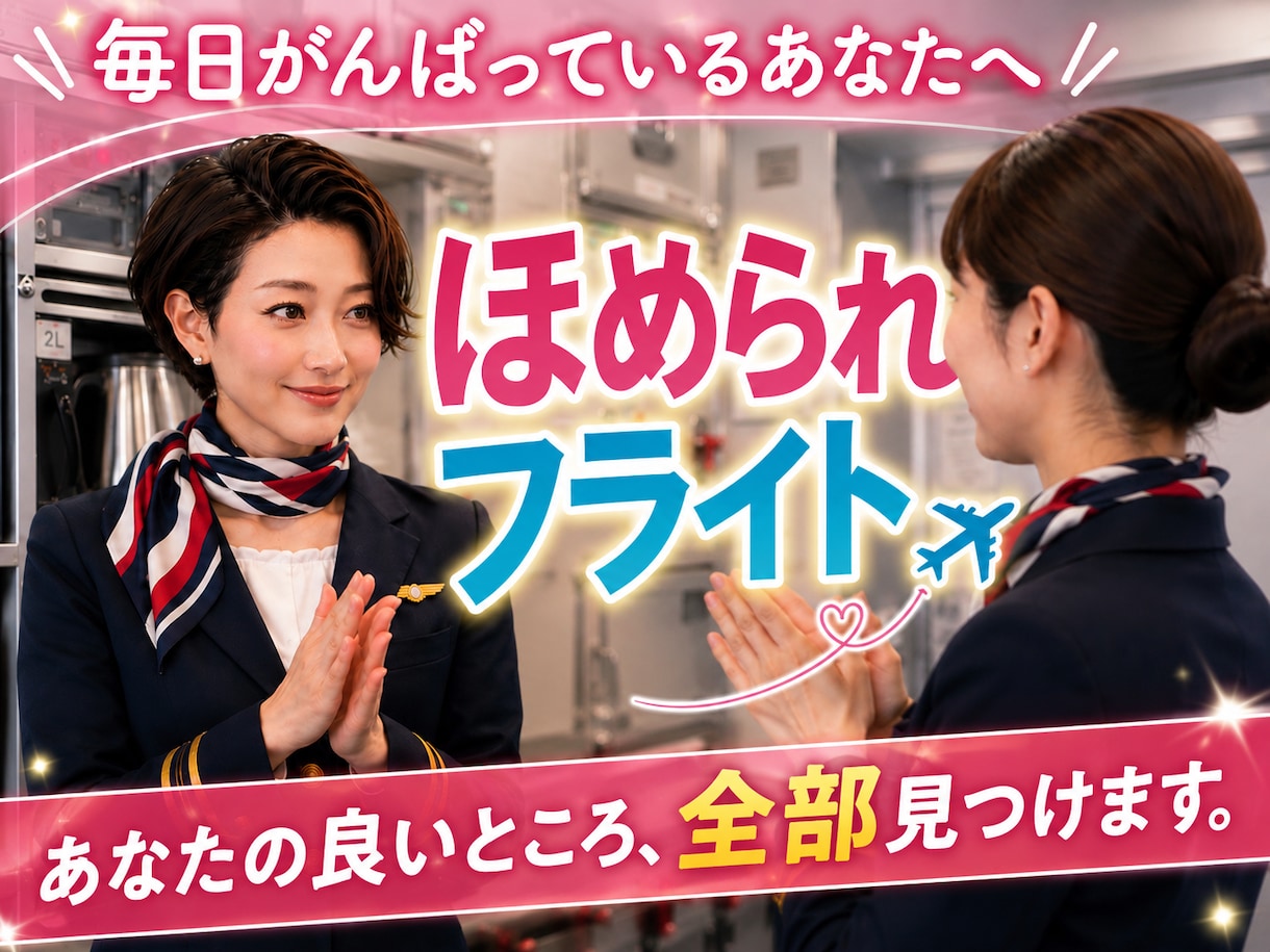 優しくされたいあなたを、元CAがたくさん褒めます ほめほめフライト✈️自己肯定感⤴︎離陸します イメージ1