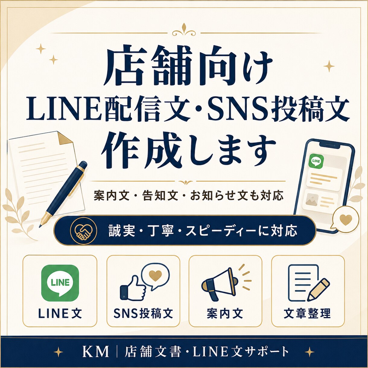 店舗向けLINE文・SNS文を作成します 案内文・告知文を丁寧に整えます イメージ1