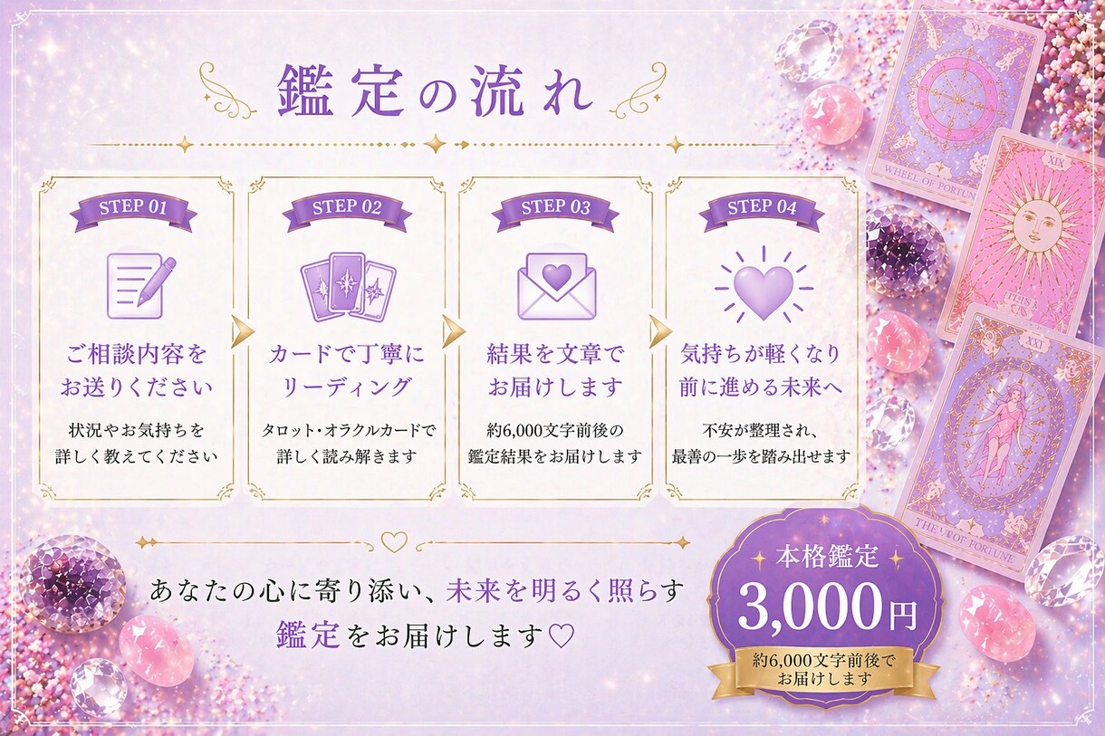 恋愛・仕事・お金｜今の流れと未来を詳しく鑑定します 気持ち・現状・これからの流れ・必要な行動を丁寧に読み解きます イメージ4