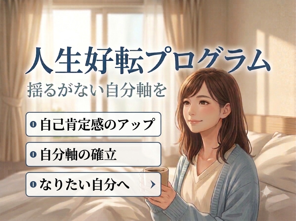 新設）人生好転プログラム（長期サポート）します 心のブレーキを外し、あなたの自分軸を育てます イメージ1