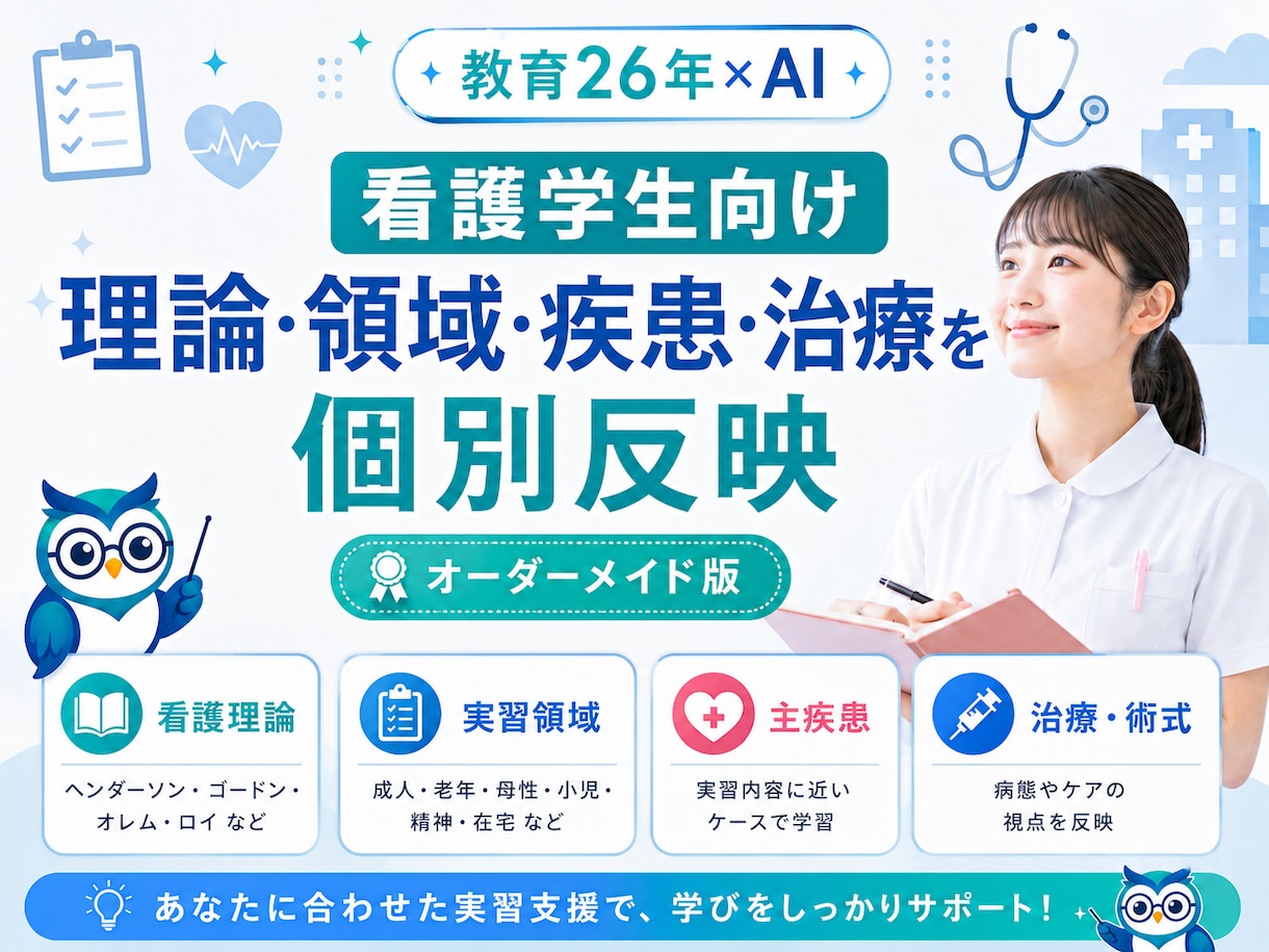 看護学生向け看護実習支援AIを個別作成します 看護過程・関連図・OP／TP／EPを個別にサポート イメージ2