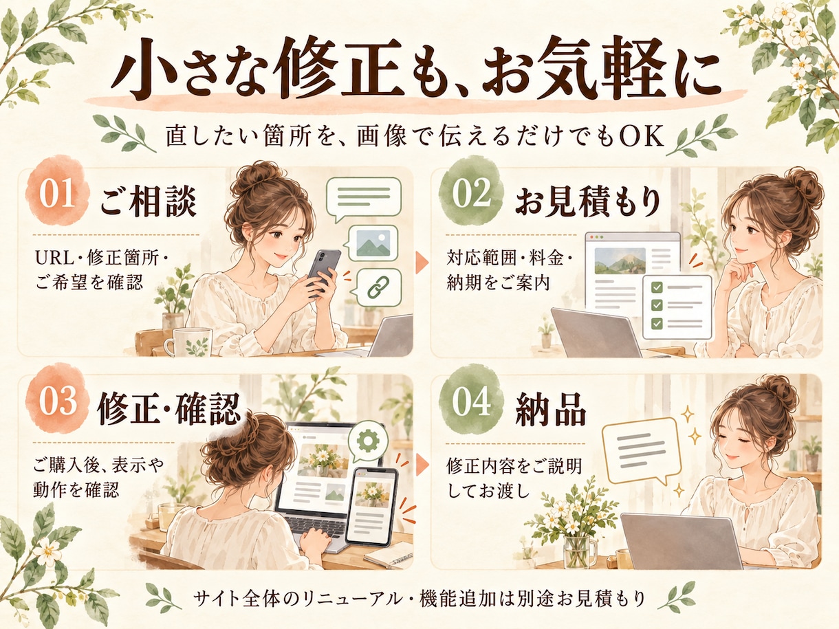 ホームページの修正・スマホ表示を改善します 文字や画像の差し替えから、気になる表示崩れまで イメージ3