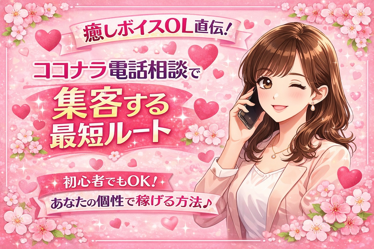 電話相談の集客最短ルート！癒しOLがコンサルします 5月9日まで限定価格！他の人との差別化、副業に特化♫ イメージ1