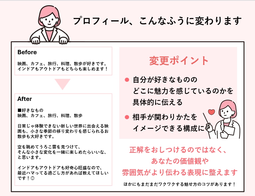 伝わる自分が叶う、with特化プロフィール作ります 《950いいねの経験を活かして、あなたの魅力を一緒に形に》 イメージ6