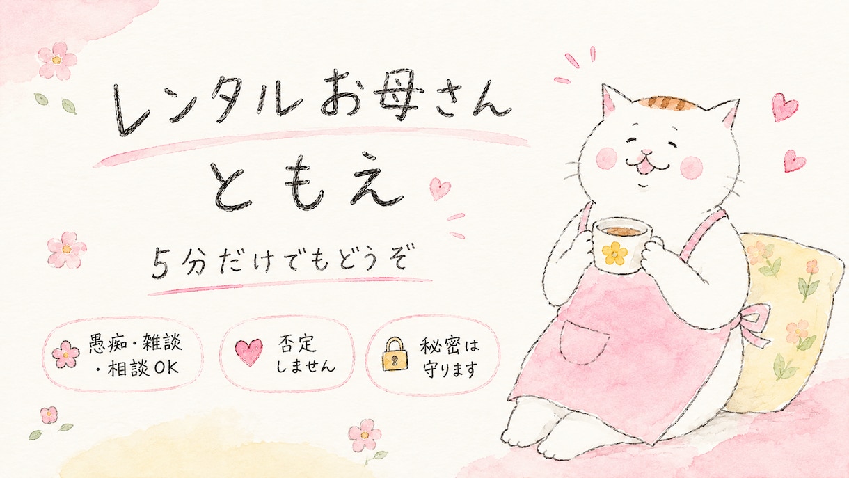 5分だけでもOK！ レンタルお母さんになります 本当のお母さんには言えないことも。ともえ母さんが聞きます。 イメージ1