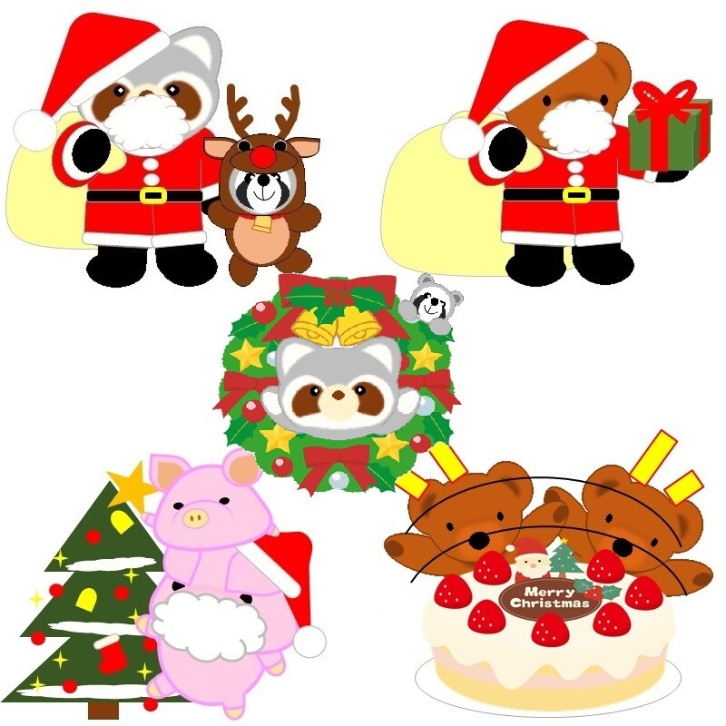 ペット、ぬいさんのイラストを作成いたします ペット、ぬいさんのクリスマス、年末年始仕様のイラストアイコン イメージ3