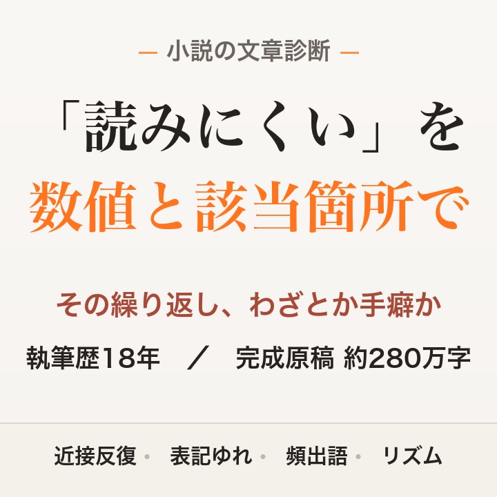 1万字可　小説・文書の文体を分析し、校正します 執筆歴18年・280万字の書き手が、機械と目の両方で診ます イメージ1