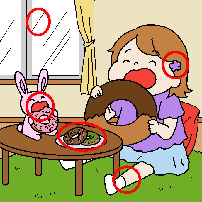 ほっこり可愛いまちがい探しのイラスト描きます 雑誌や新聞、情報誌など、ちょっとした脳のリフレッシュに！ イメージ3