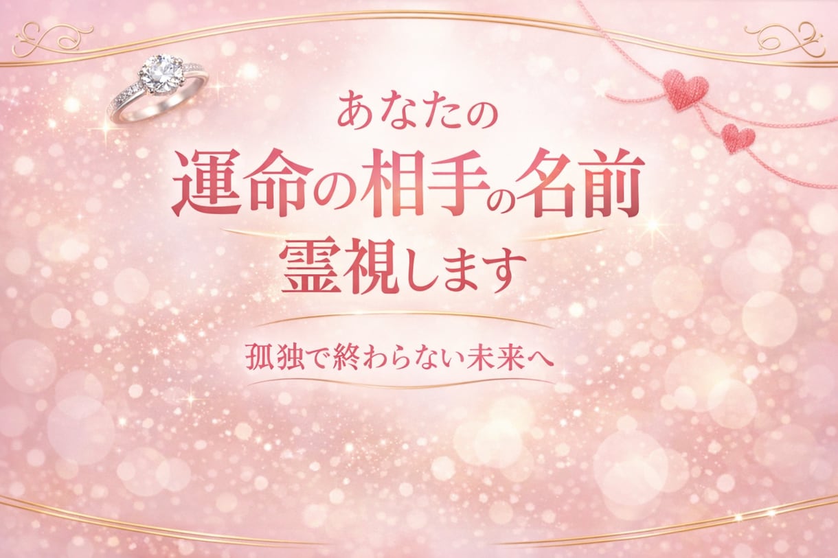 これから出会う運命の相手のフルネームを霊視します “未来に現れるその人”を具体的に知り、恋の流れを先取りします イメージ1