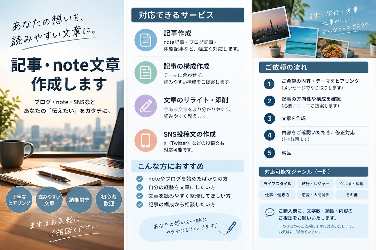 読みやすい記事・note文章を作成しますます 初心者目線で丁寧に、伝わる文章を作成します イメージ1