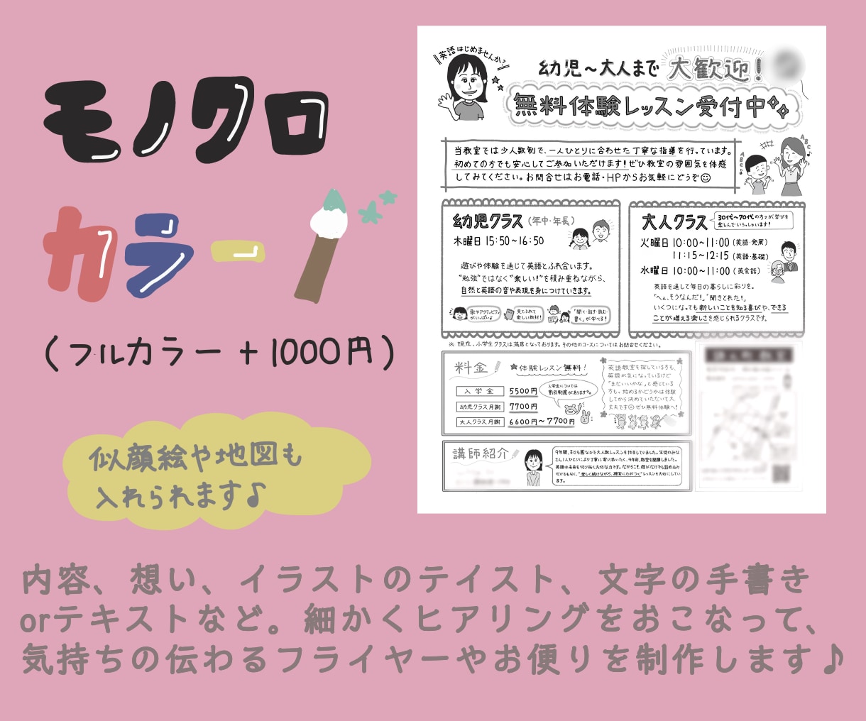 5名様限定特別価格！手描きでフライヤー制作します 手描きの温もりで思わず手に取りたくなるお便りフライヤーを！ イメージ2
