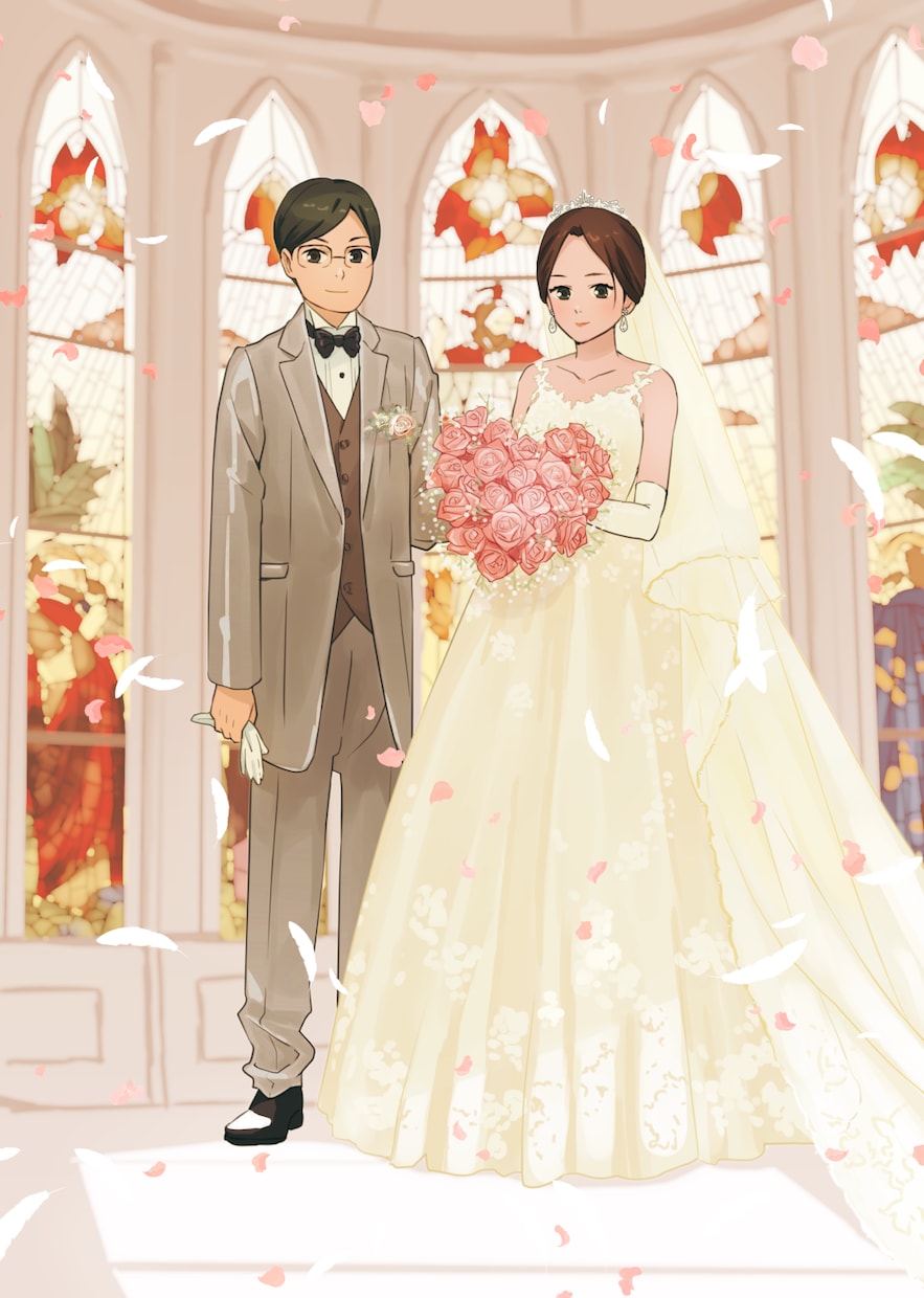 お二人が主役！アニメ調ウェルカムボードを作成します 目を引くけれど雰囲気になじむ記念日イラスト。ご相談ください！ イメージ2