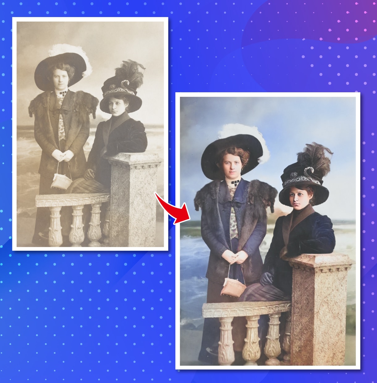 AIで古い写真をカラー化して復元いたします 白黒やセピア画像をいきいきと蘇らせます イメージ3